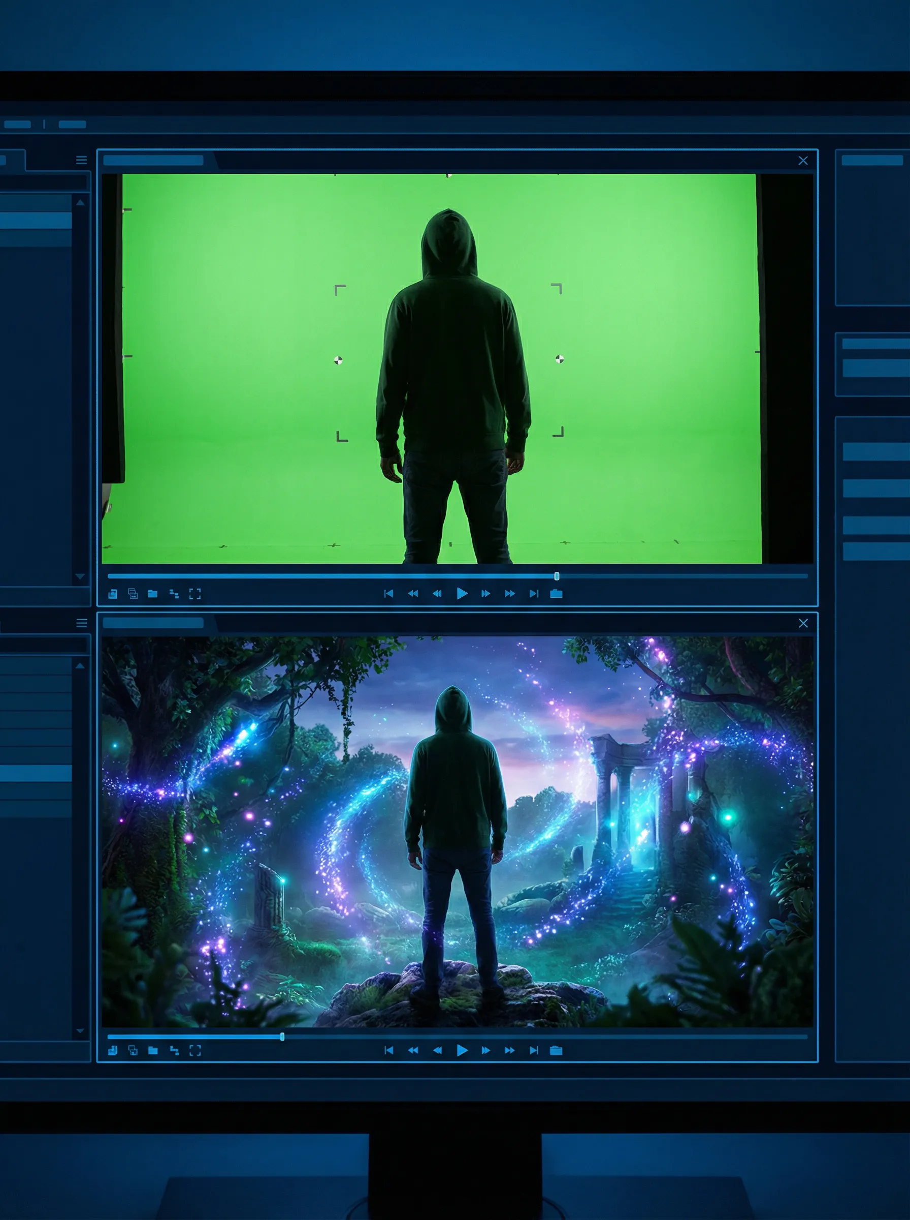 秀人网 绿幕抠图合成 - 奇幻场景VFX特效